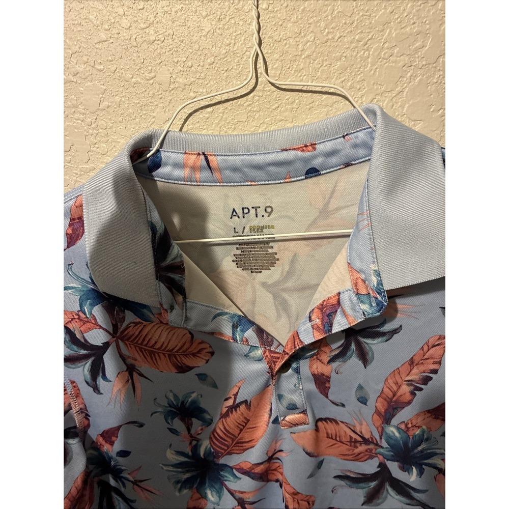 Apt. 9 Premier Flex Performance Men's Floral Polo Shirt Size large Hawaiian - Picture 5 of 11